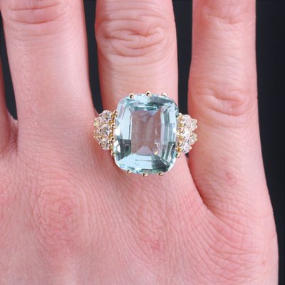 Aquamarine And Diamond Cocktail Ring