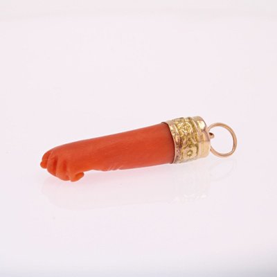 Pendentif Ancien Main En Corail
