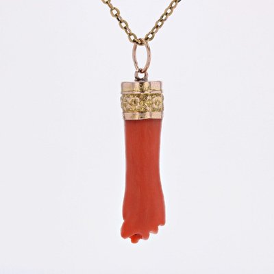 Pendentif Ancien Main En Corail