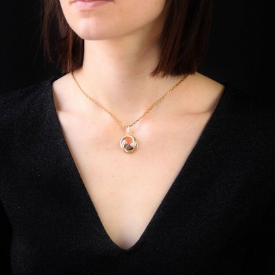 Pendentif Diamants Corail ébène Or