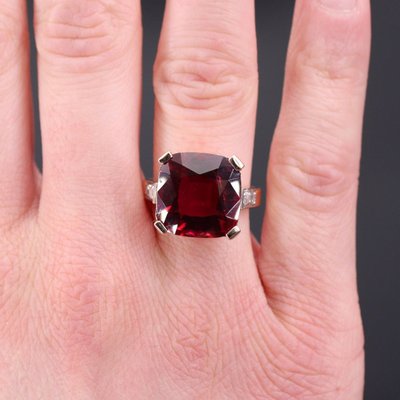 Bague Ancienne Art Déco Tourmaline Coussin Et Diamants
