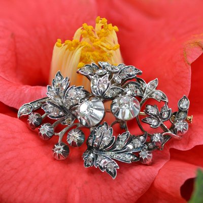 Antike Diamant-Bouquet-Brosche