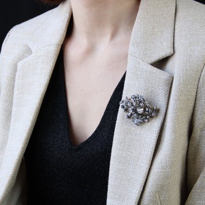Antike Diamant-Bouquet-Brosche