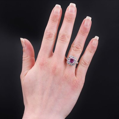 Bague Style Art Déco Saphir Rose Et Diamants
