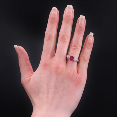 Bague Saphir Rose Et Diamants Or Platine