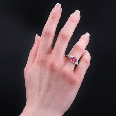 Bague Saphir Rose Et Diamants Or Platine