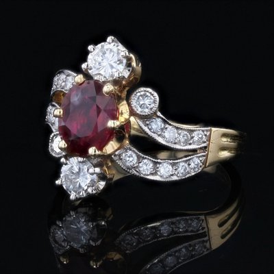 Rubin- und Diamantring im Stil von 1900