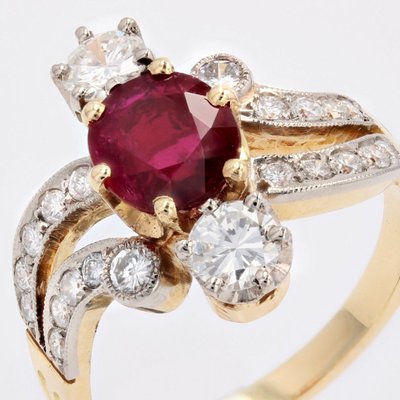 Rubin- und Diamantring im Stil von 1900