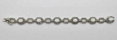 Bracelet Art-Déco, argent et opales. 