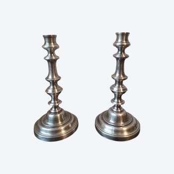 Pair of candlesticks - Silvered bronze - Circa 1900