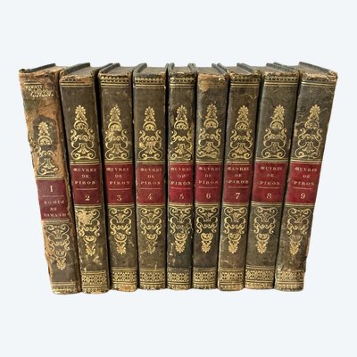 Série de 9 livres  ancien du 18 ème oeuvres de Piron 
