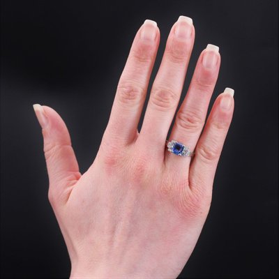 Art Deco Blue Sapphire Diamond Ring