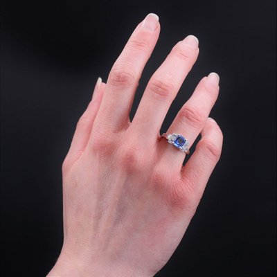 Art Deco Blue Sapphire Diamond Ring
