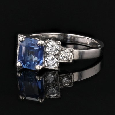Art Deco Blue Sapphire Diamond Ring