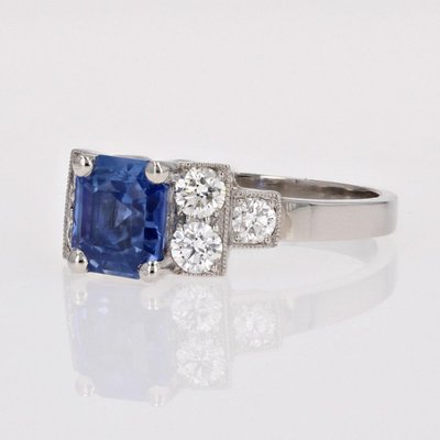Art Deco Blue Sapphire Diamond Ring