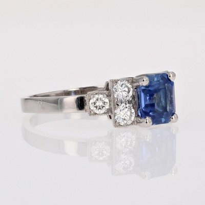 Art Deco Blue Sapphire Diamond Ring
