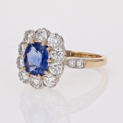 Bague Saphir Et Diamants De Fiançailles