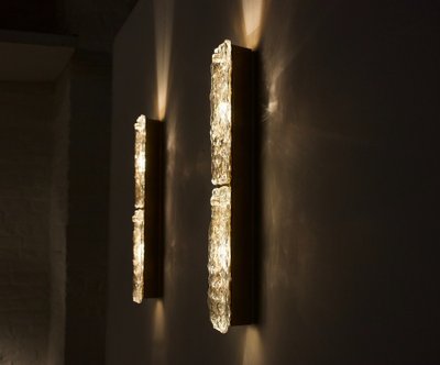 Large Murano Ice Glass Wall Sconces