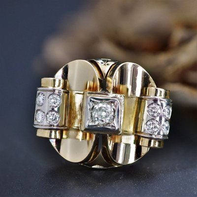 Anello antico con diamanti degli anni '40