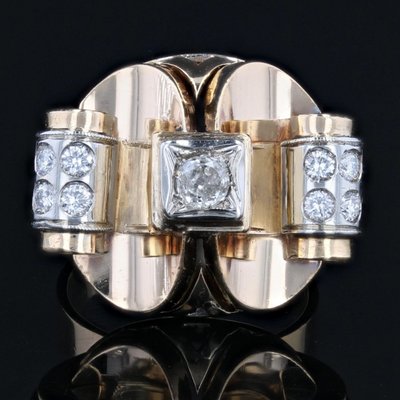 Anello antico con diamanti degli anni '40