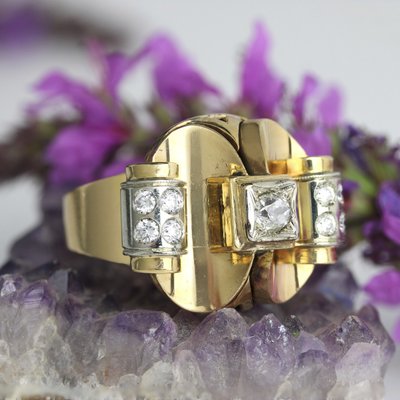 Anello antico con diamanti degli anni '40