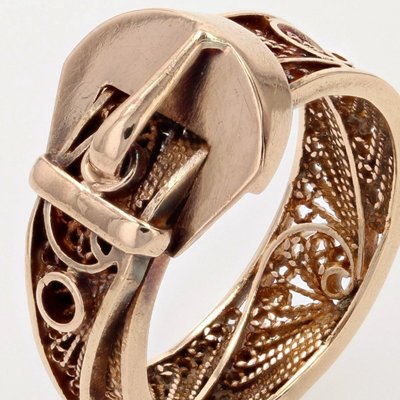 Bague Ancienne En Or Ceinture Filigranée