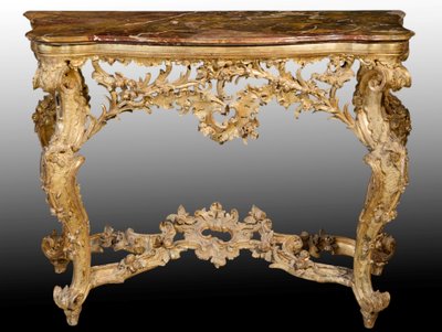 Console en bois sculpté et doré, Gênes, milieu du XVIIIe siècle