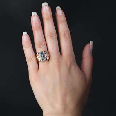 Retro Aquamarin Diamant Ring