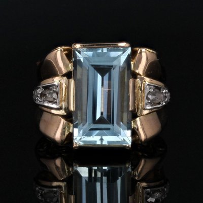 Retro Aquamarin Diamant Ring