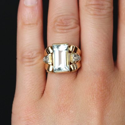 Retro Aquamarin Diamant Ring