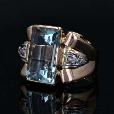 Retro Aquamarin Diamant Ring
