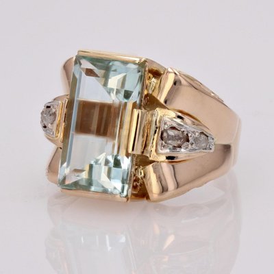 Retro Aquamarin Diamant Ring