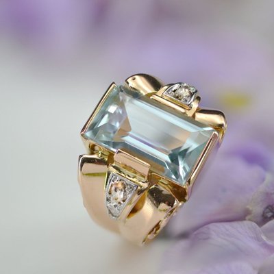 Retro Aquamarin Diamant Ring