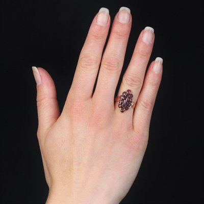 Antiker Marquise-Granatring aus Roségold