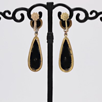 Onyx And Fine Pearl Earrings