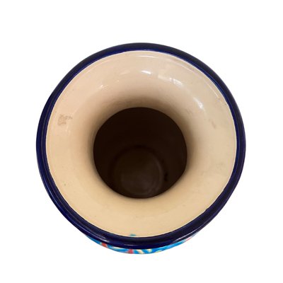 Grand vase en émaux de Longwy – décor floral et oiseau – période Art Déco (XXe siècle)