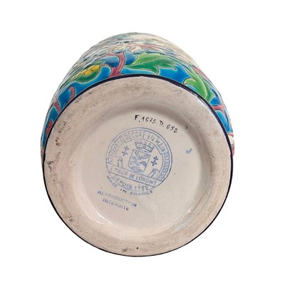 Grand vase en émaux de Longwy – décor floral et oiseau – période Art Déco (XXe siècle)