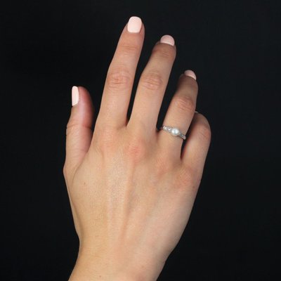 Anello antico con perla e diamanti
