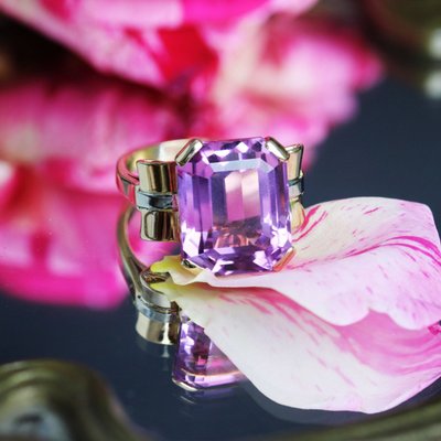 Anello antico retrò in kunzite