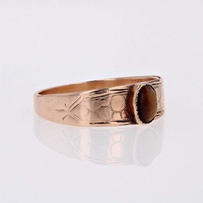 Anello in oro rosa antico con occhio di tigre
