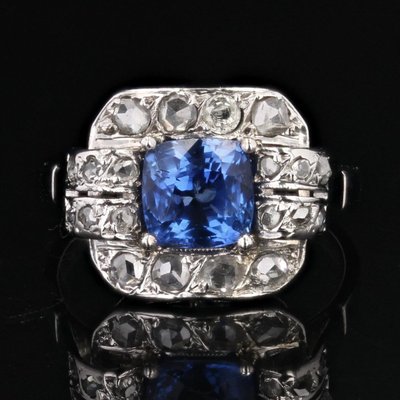 Bague Art Déco Saphir Et Diamants