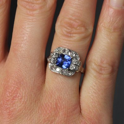 Bague Art Déco Saphir Et Diamants