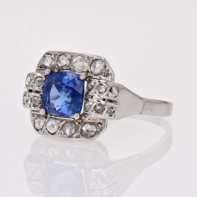 Bague Art Déco Saphir Et Diamants
