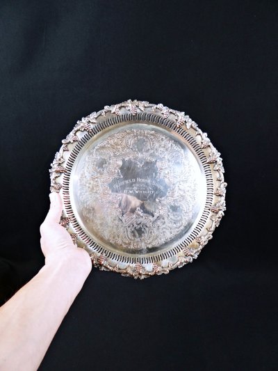Sheffield versilbertes Trophäentablett Fairfield Horse Show 1935