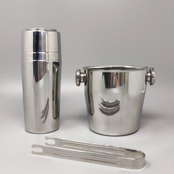 1970 Beautiful cocktail shaker with ice bucket by Mepra. Made in Italy