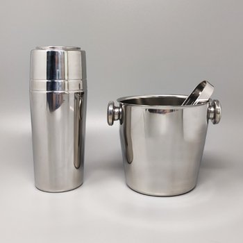 1970 Beautiful cocktail shaker with ice bucket by Mepra. Made in Italy