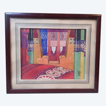 Gouache drawing - Interior - Art Deco - Circa 1930
