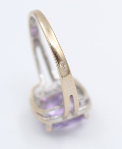 Bague en Or gris 18k Améthyste taille coussin et de diamants