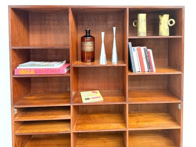 Bücherregal-Side aus Teakholz und Messing