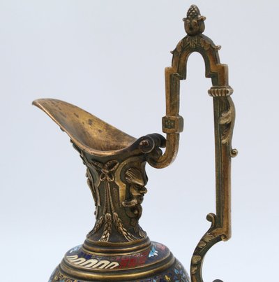 Pair of Bronze and Cloisonné Enamel Vases with Mythological Motifs